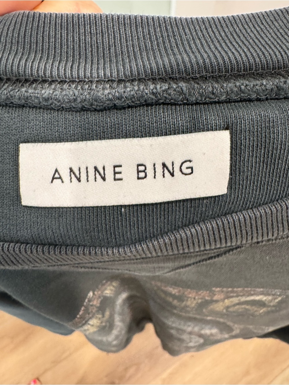 Anine Bing Charcoal Gray Vintage Graphic Crewneck - Picture 3 of 4